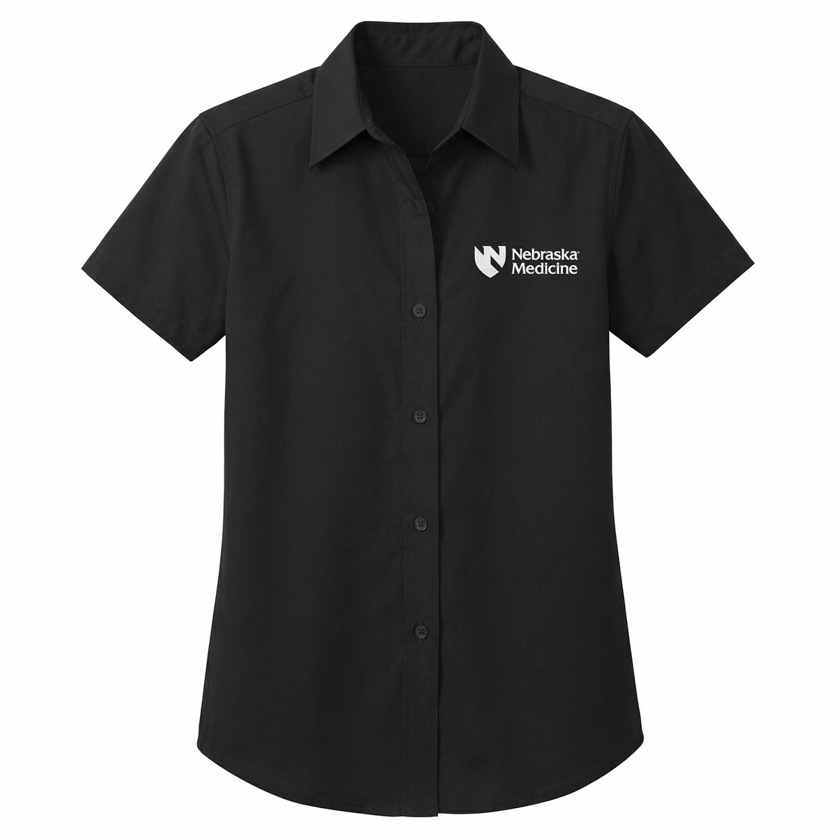 Ladies Short Sleeve Dress Shirt Black