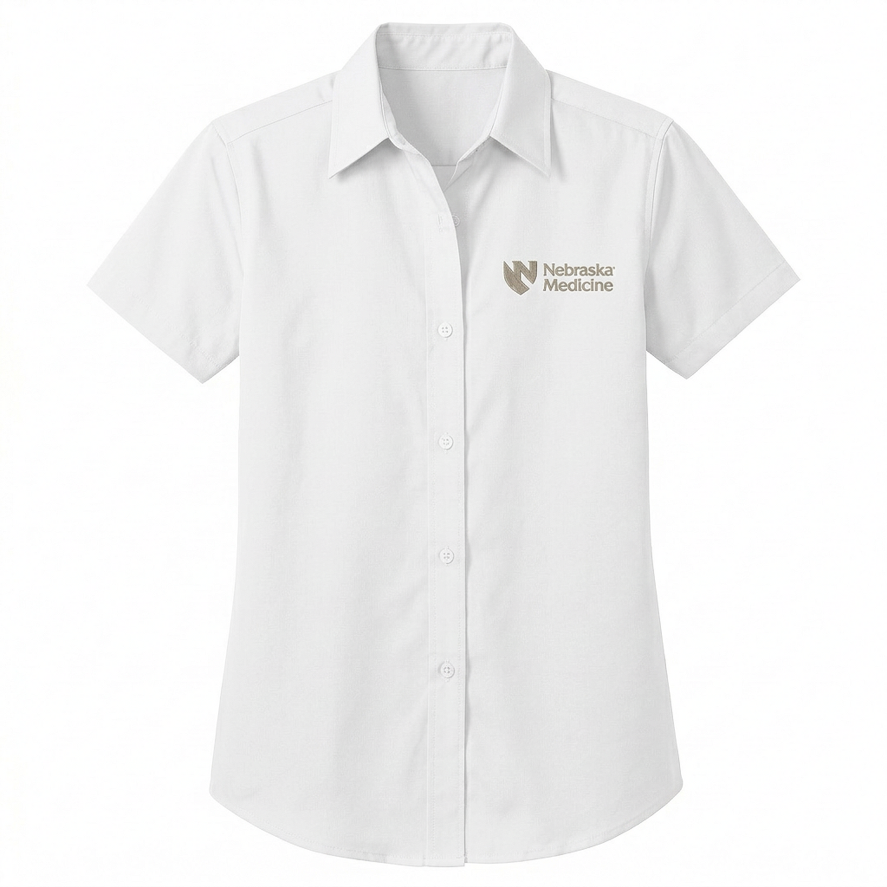 Ladies Short Sleeve Dress Shirt White